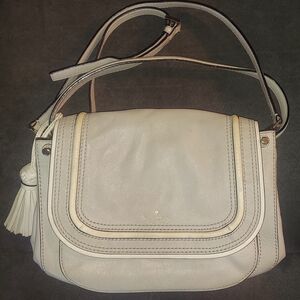 kate spade Pebble Leather Crossbody in Light Gray with Tassel